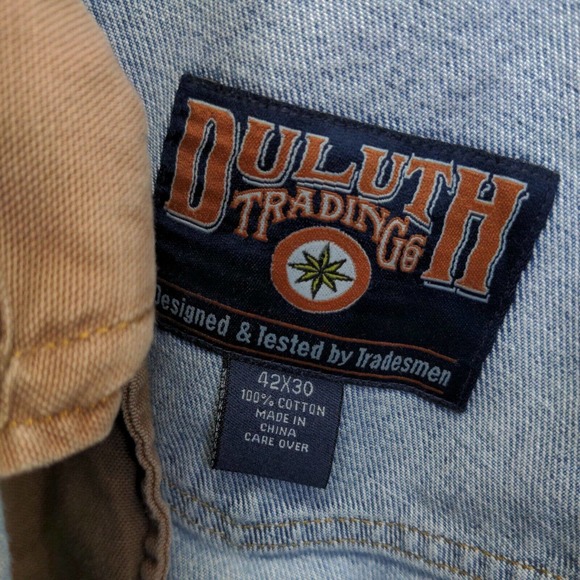 Duluth Trading Men's Straight Leg Jeans Blue 42x30 5-Pocket Stone Wash Cotton - Picture 12 of 14